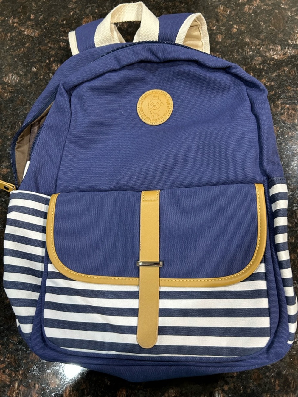 Navy Blue & White Backpack